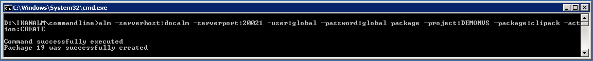 CommandLine PackCreatedSuccessfully