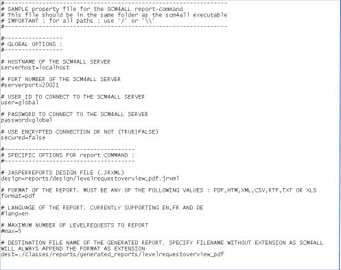 CommandLine ReportPropertiesfile