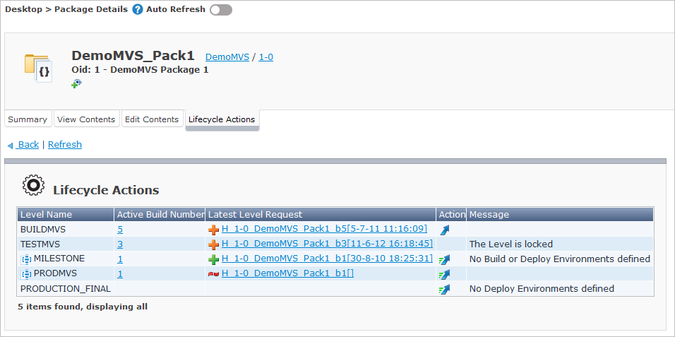 Desktop PackageDetails Tab LifecycleActions