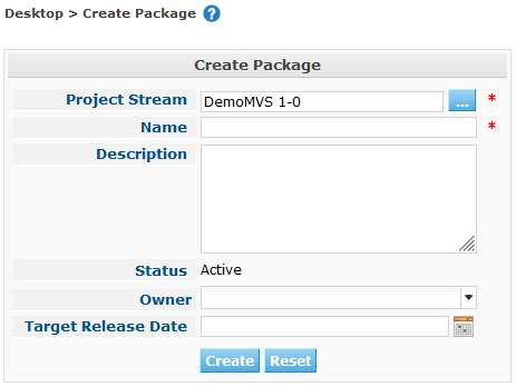 Desktop Packages CreatePackage Create