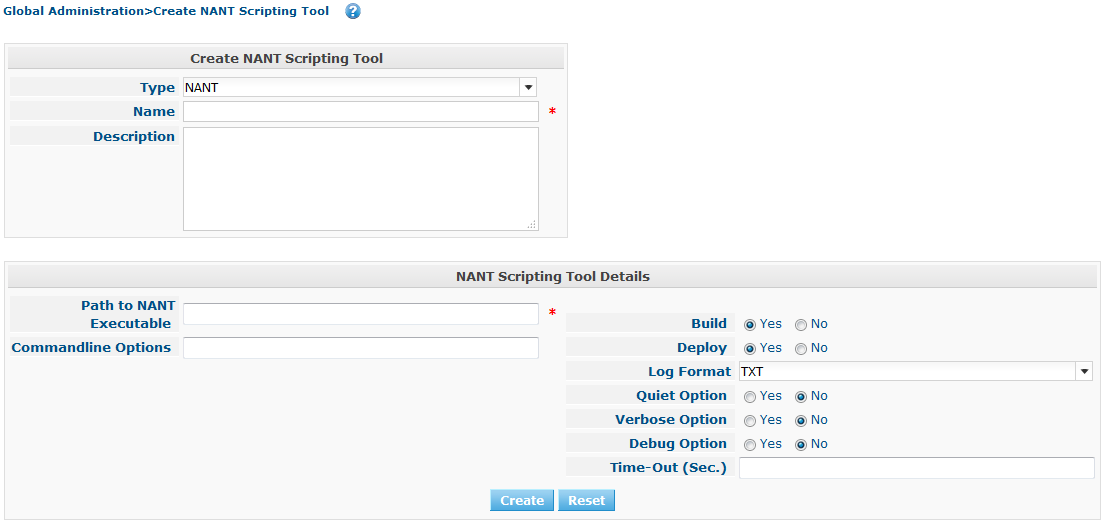 GlobAdm ScriptingTools NANT Create