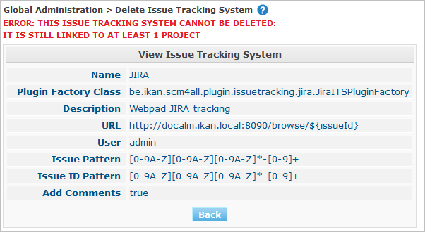 GlobAdmin IssueTracking Delete Error