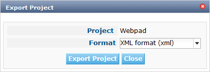 GlobAdmin Project Export Dialog