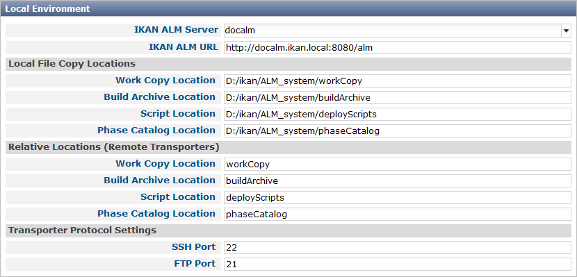 GlobAdmin SystemSettings LocalEnvironment