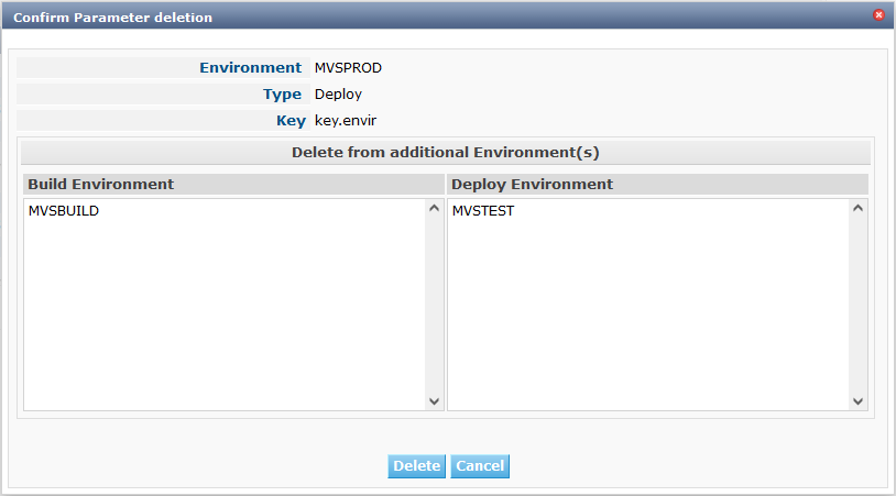 ProjAdmin EnvParams Delete