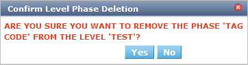 ProjAdmin Levels TestLevel LevelPhase Delete