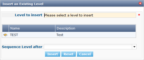 ProjAdmin LifeCycles InsertLevel Popup