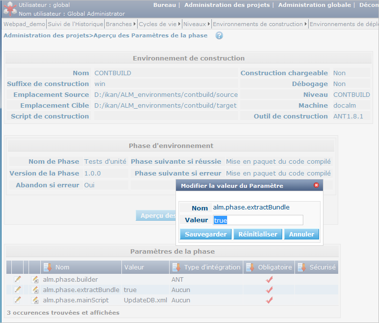 GlobAdm PhaseParameter Edit ParameterValue