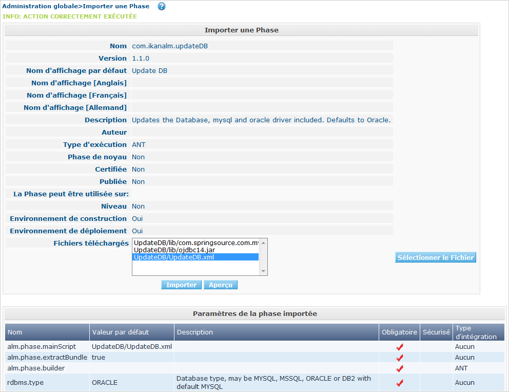 GlobAdm Phases Import Success