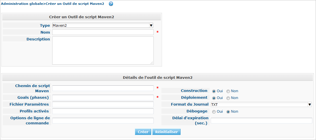 GlobAdm ScriptingTools Maven2 Create