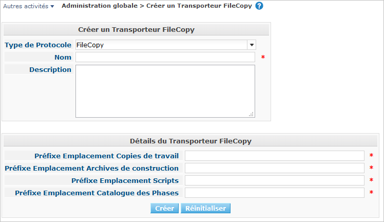 GlobAdm Transporters FileCopy Create