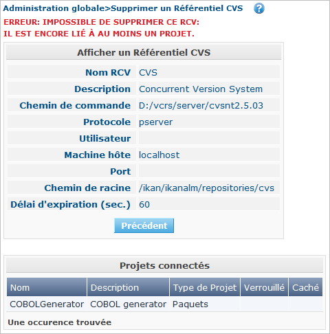 GlobAdm VCR CVS Delete Error