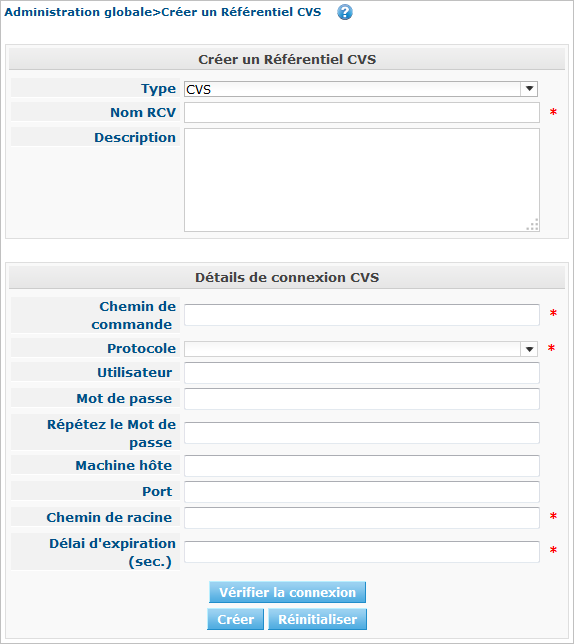 GlobAdm VCR Create CVS