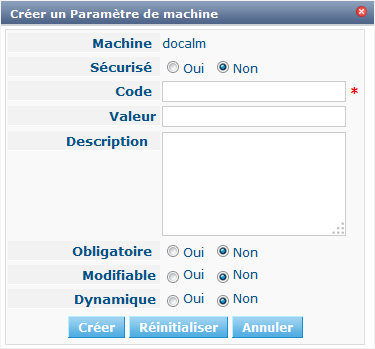 GlobAdmin Machines MachineParameters Create