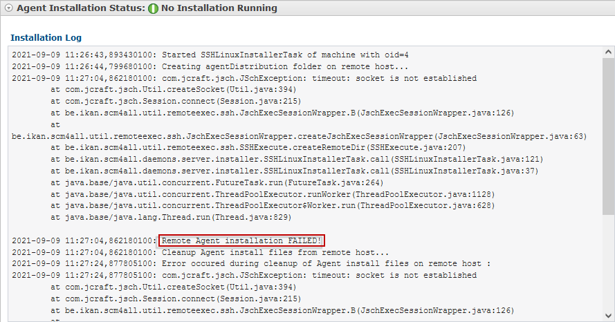 GlobAdmin Machines RemoteInstall StatusFail