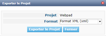 GlobAdmin Project Export Dialog