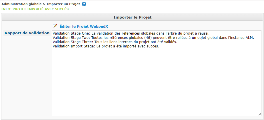 GlobAdmin Project Import Successful