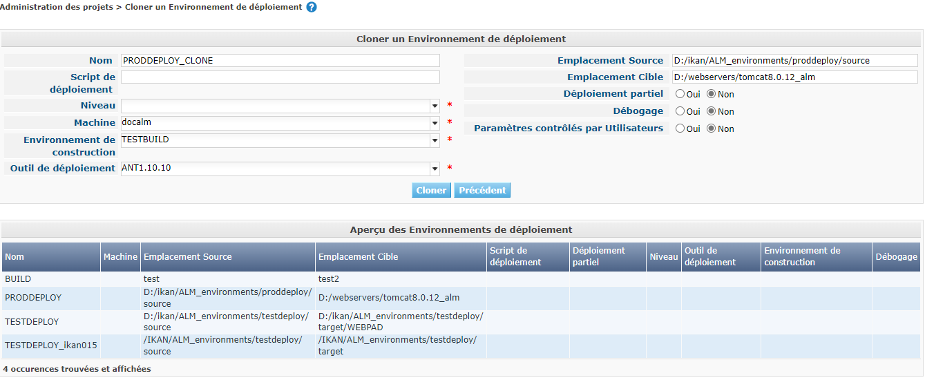 ProjAdmin DeployEnv Clone