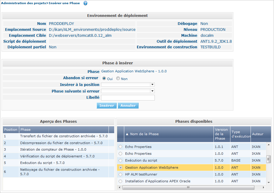 ProjAdmin DeployEnv InsertPhase