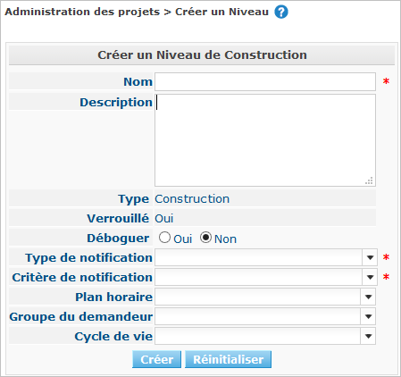 ProjAdmin Levels BuildLevel Create