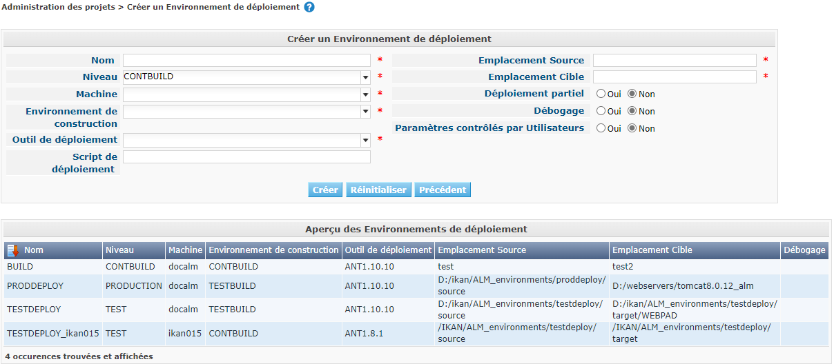 ProjAdmin Levels DeployEnv Create